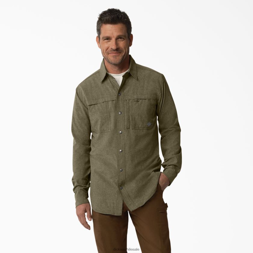 brezo verde militar (mld) hombres camisa de trabajo refrescante de manga larga Dickies ropa de trabajo X4H0F681