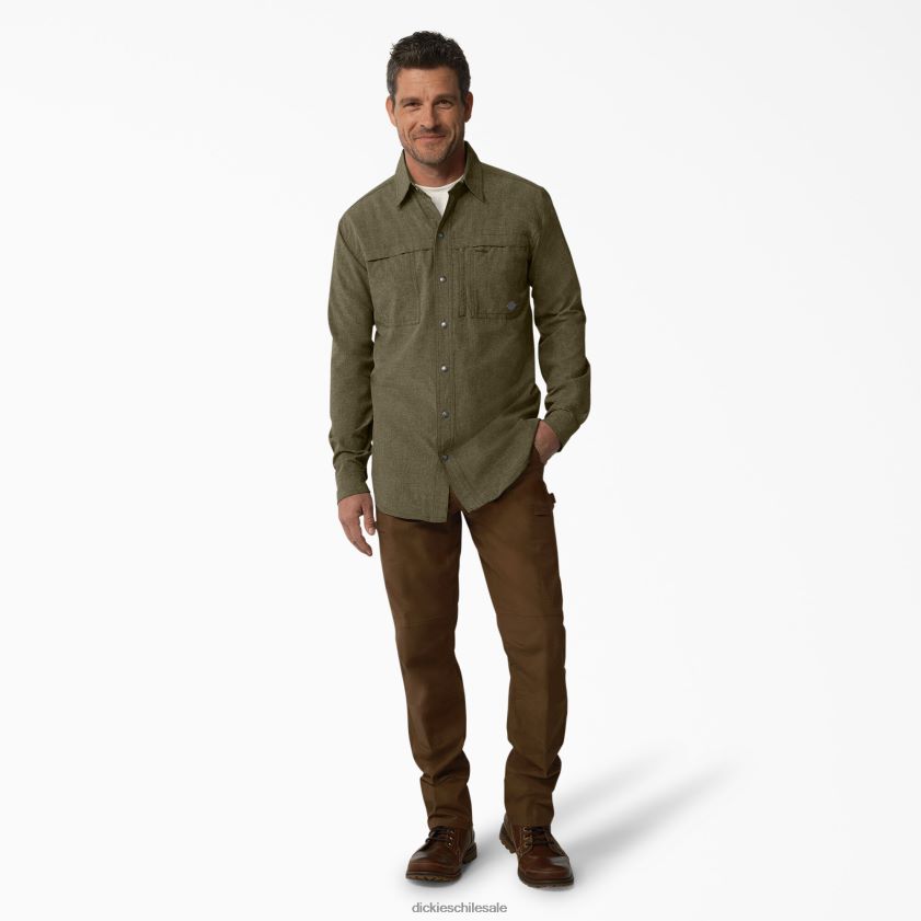 brezo verde militar (mld) hombres camisa de trabajo refrescante de manga larga Dickies ropa de trabajo X4H0F681