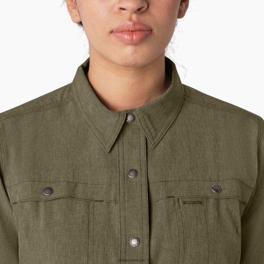 brezo verde militar (mld) mujer camisa de trabajo refrescante con lengüeta enrollable Dickies ropa de trabajo X4H0F1677