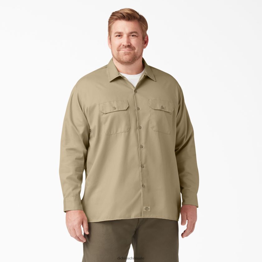 caqui (kh) hombres camisa de trabajo de manga larga Dickies ropa de trabajo X4H0F563