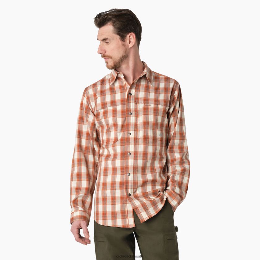cuadros cobre/marrón (c1w) hombres camisa de trabajo refrescante de manga larga Dickies ropa de trabajo X4H0F679