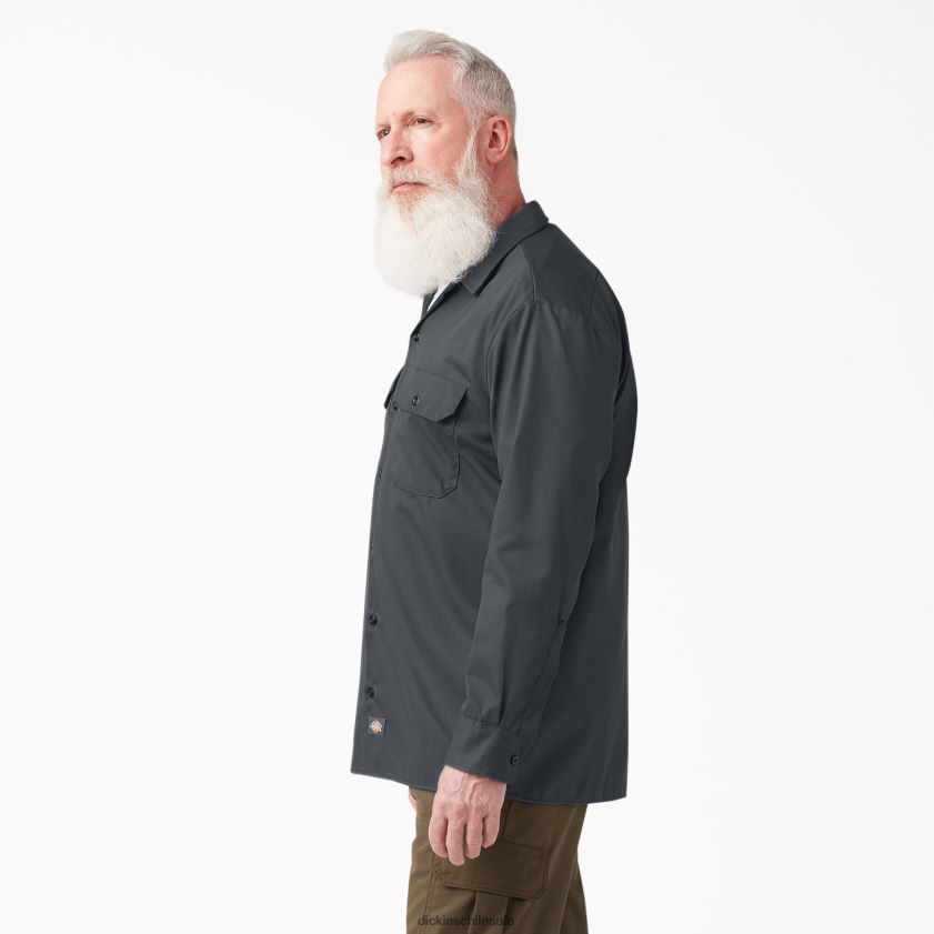 gris carbón (ch) hombres camisa de trabajo de manga larga Dickies ropa de trabajo X4H0F558