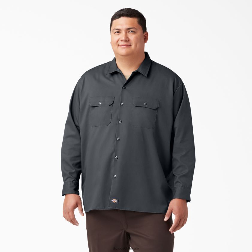 gris carbón (ch) hombres camisa de trabajo de manga larga Dickies ropa de trabajo X4H0F558