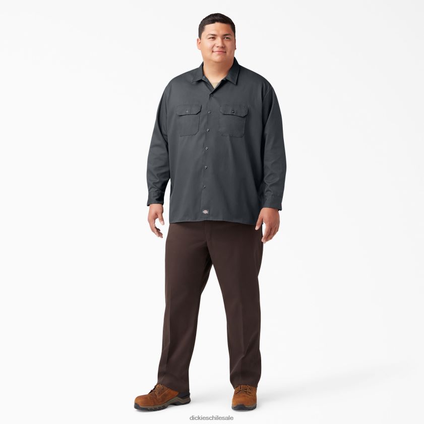 gris carbón (ch) hombres camisa de trabajo de manga larga Dickies ropa de trabajo X4H0F558