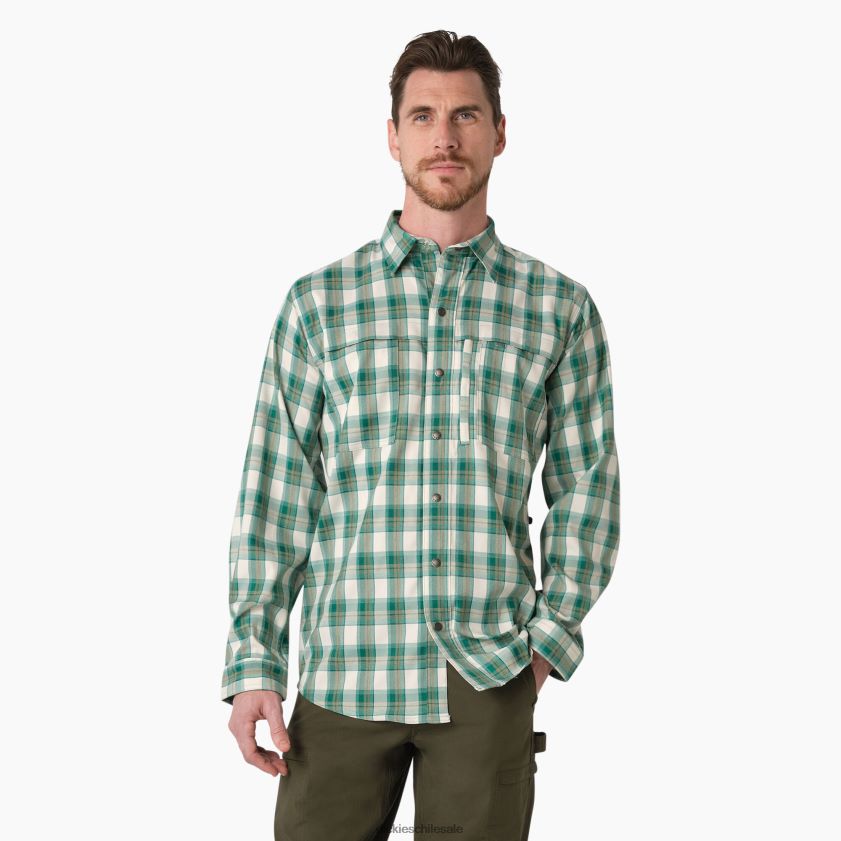 lago profundo/manta musgo (a2g) hombres camisa de trabajo refrescante de manga larga Dickies ropa de trabajo X4H0F676