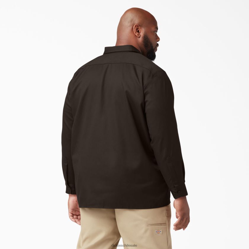marrón oscuro (db) hombres camisa de trabajo de manga larga Dickies ropa de trabajo X4H0F559