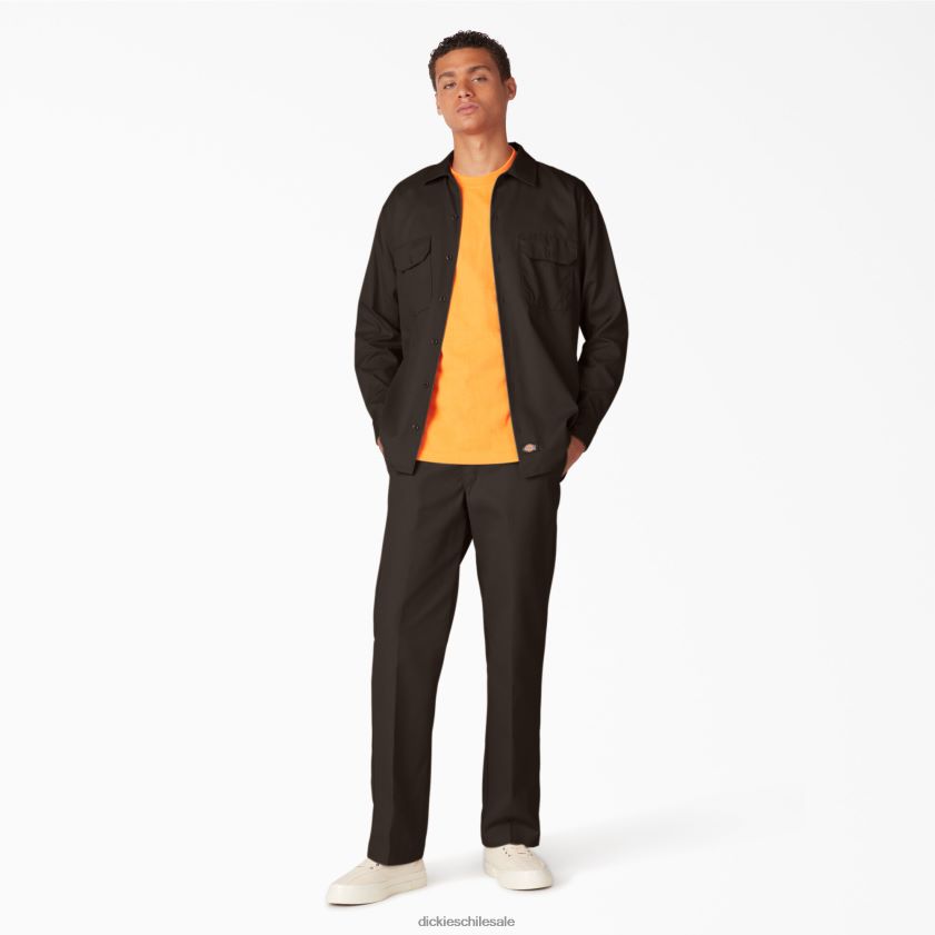 marrón oscuro (db) hombres camisa de trabajo de manga larga Dickies ropa de trabajo X4H0F559