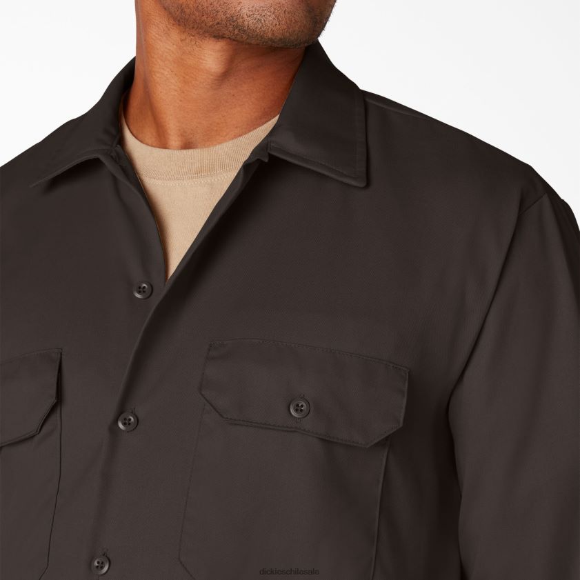 marrón oscuro (db) hombres camisa de trabajo de manga larga Dickies ropa de trabajo X4H0F559