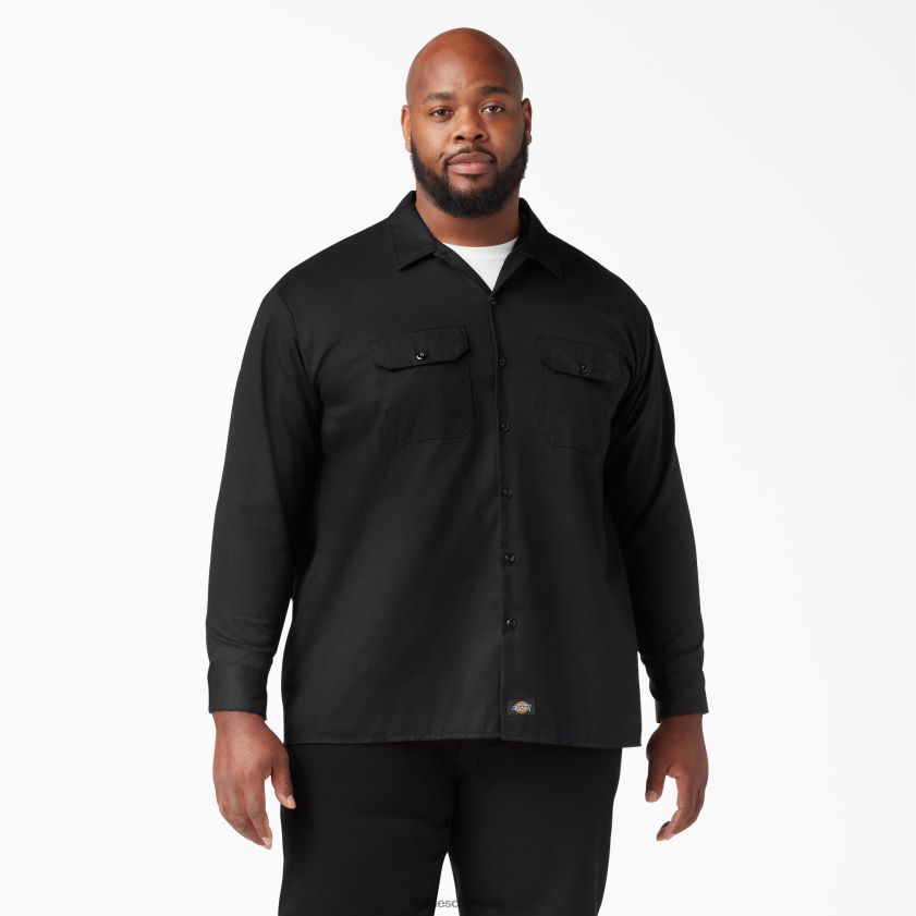 negro (negro) hombres camisa de trabajo de manga larga Dickies ropa de trabajo X4H0F557