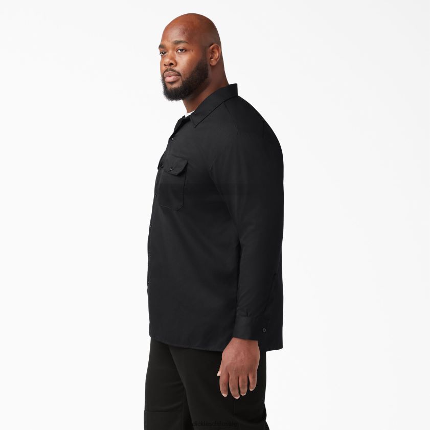 negro (negro) hombres camisa de trabajo de manga larga Dickies ropa de trabajo X4H0F557