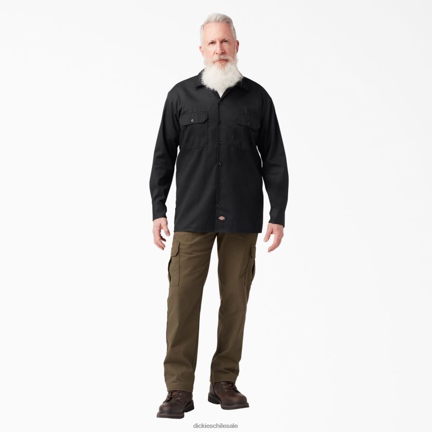 negro (negro) hombres camisa de trabajo de manga larga Dickies ropa de trabajo X4H0F557