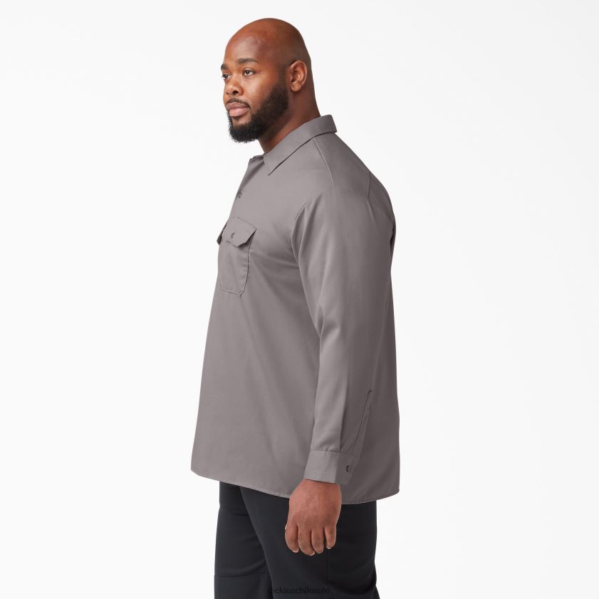 plata (sv) hombres camisa de trabajo de manga larga Dickies ropa de trabajo X4H0F567