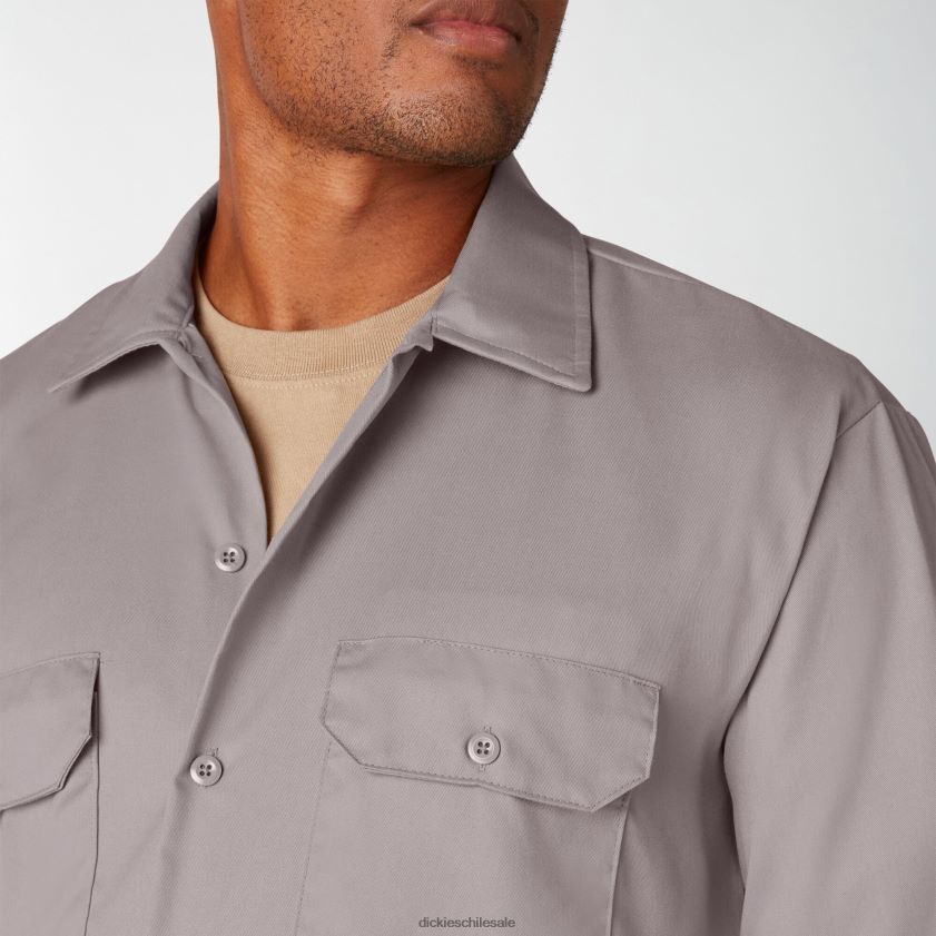 plata (sv) hombres camisa de trabajo de manga larga Dickies ropa de trabajo X4H0F567