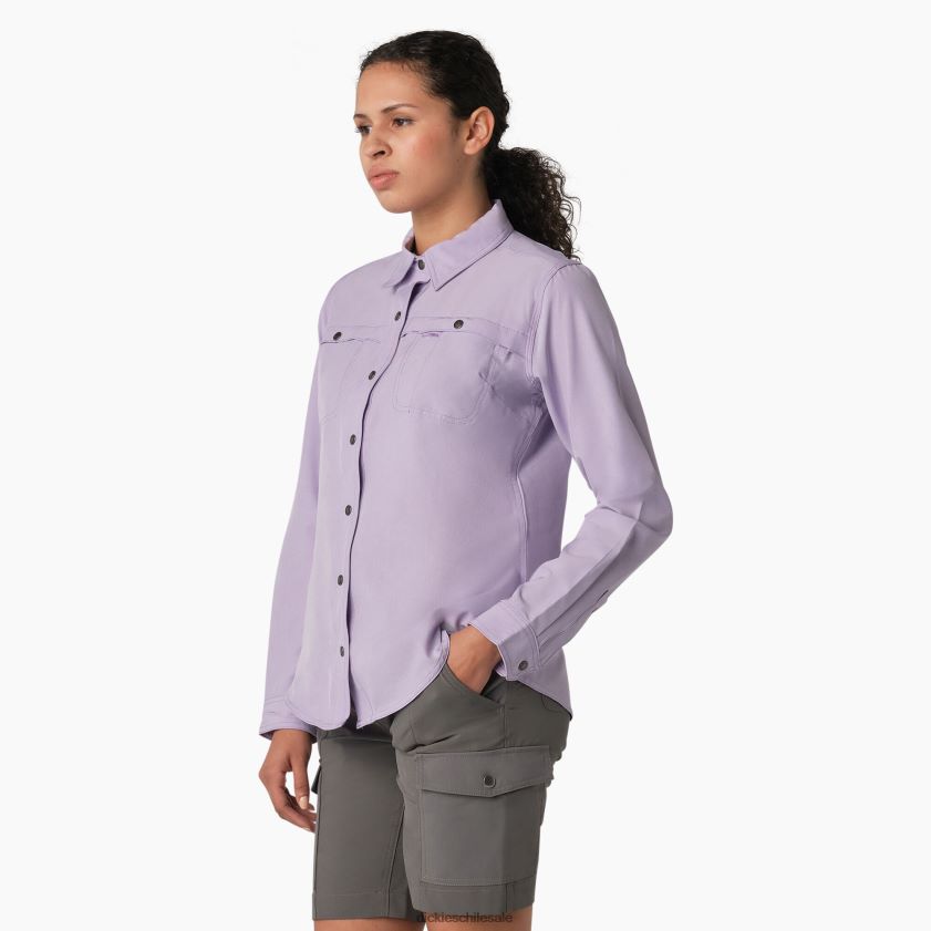 rosa morada (urd) mujer camisa de trabajo refrescante con lengüeta enrollable Dickies ropa de trabajo X4H0F1678