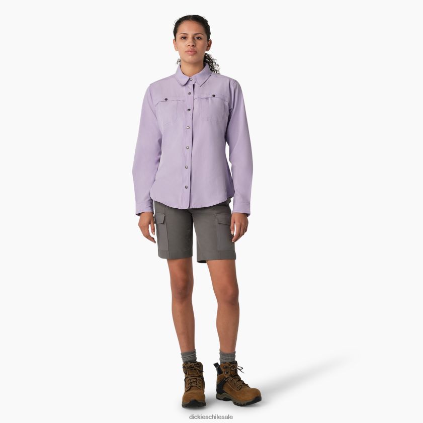 rosa morada (urd) mujer camisa de trabajo refrescante con lengüeta enrollable Dickies ropa de trabajo X4H0F1678