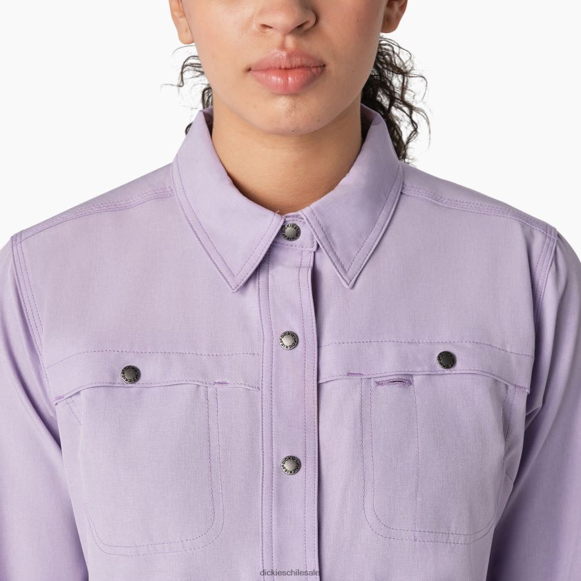 rosa morada (urd) mujer camisa de trabajo refrescante con lengüeta enrollable Dickies ropa de trabajo X4H0F1678