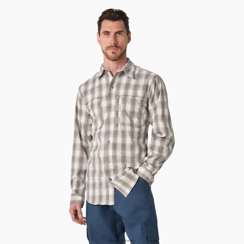 tela escocesa humo/carbón (a1r) hombres camisa de trabajo refrescante de manga larga Dickies ropa de trabajo X4H0F675