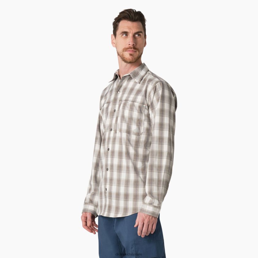tela escocesa humo/carbón (a1r) hombres camisa de trabajo refrescante de manga larga Dickies ropa de trabajo X4H0F675