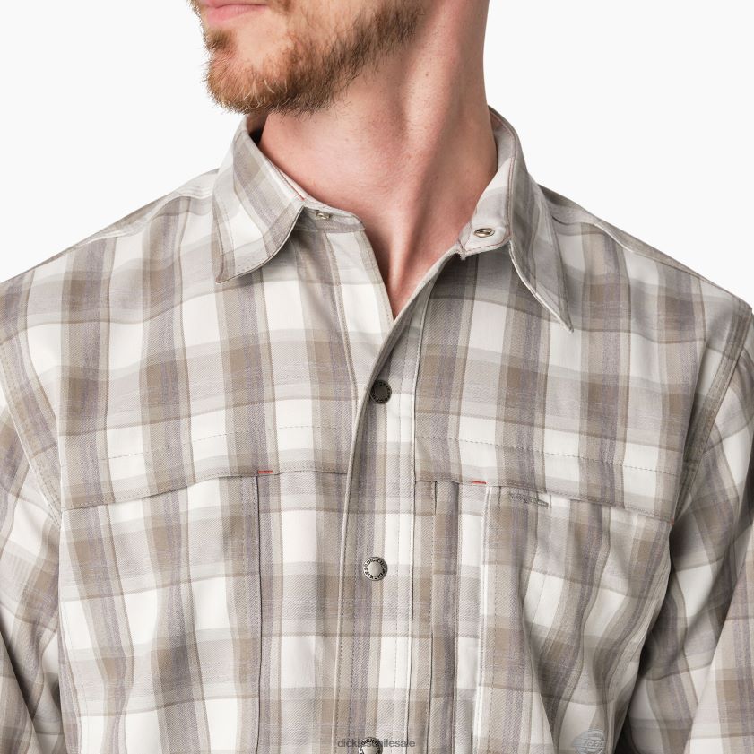 tela escocesa humo/carbón (a1r) hombres camisa de trabajo refrescante de manga larga Dickies ropa de trabajo X4H0F675