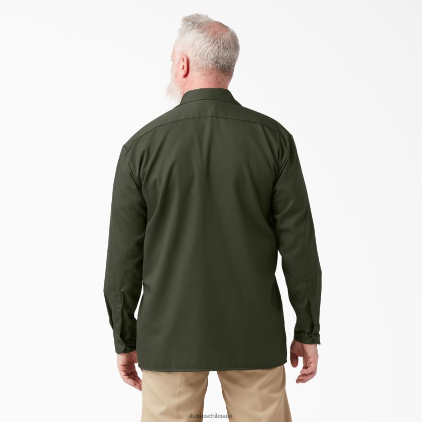 verde oliva (og) hombres camisa de trabajo de manga larga Dickies ropa de trabajo X4H0F566
