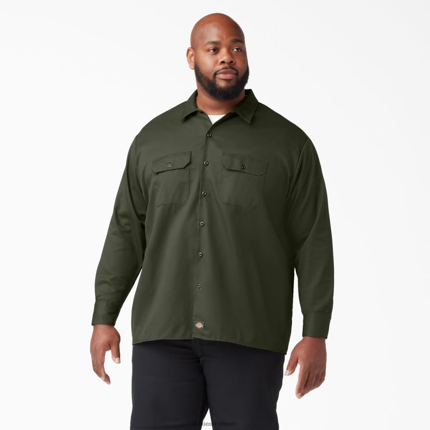 verde oliva (og) hombres camisa de trabajo de manga larga Dickies ropa de trabajo X4H0F566