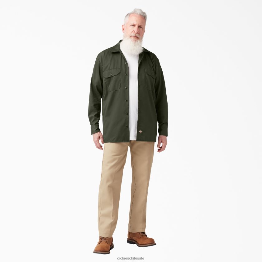 verde oliva (og) hombres camisa de trabajo de manga larga Dickies ropa de trabajo X4H0F566