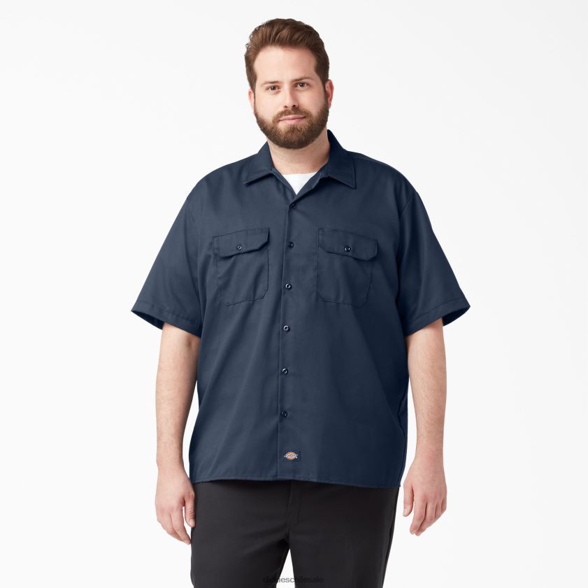 azul marino (nv) hombres camisa de trabajo de manga corta Dickies ropa de trabajo X4H0F497