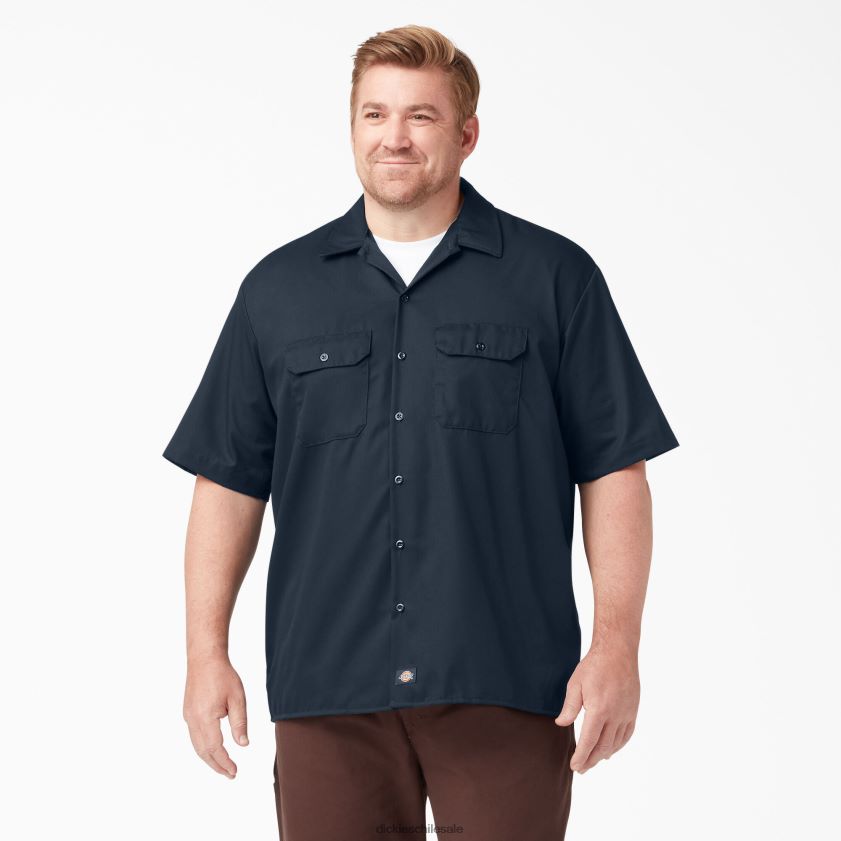azul marino oscuro (dn) hombres camisa de trabajo de manga corta Dickies ropa de trabajo X4H0F489