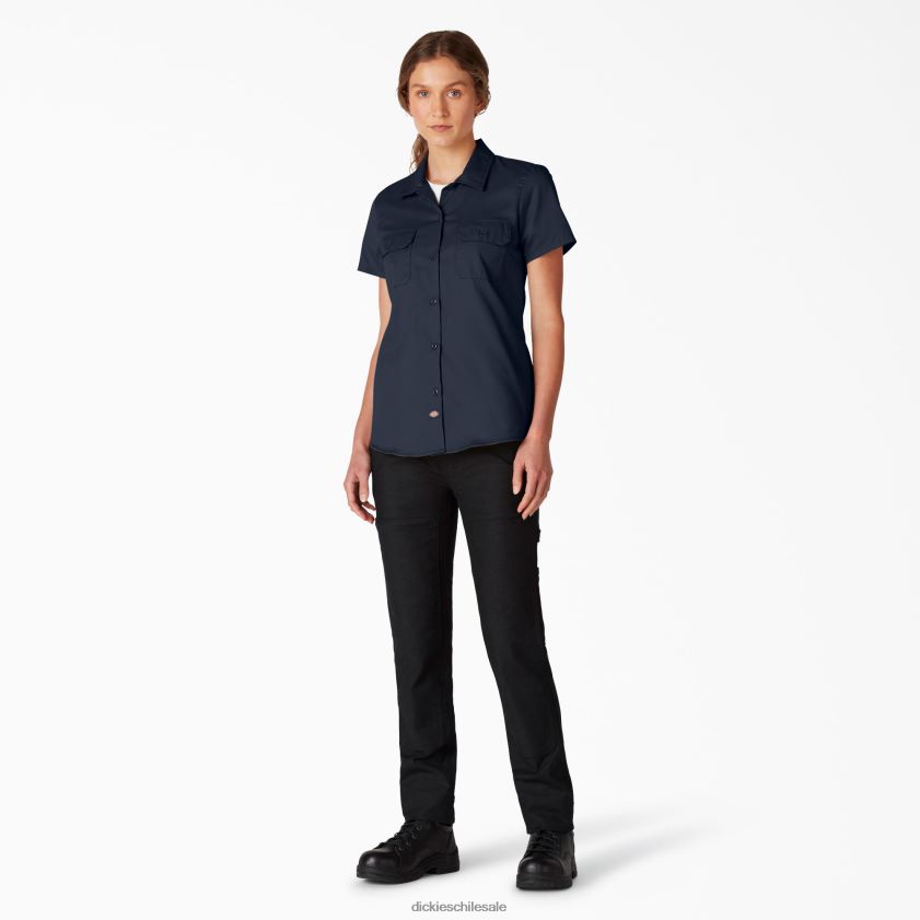 azul marino oscuro (dn) mujer camisa de trabajo flexible de manga corta Dickies ropa de trabajo X4H0F2008