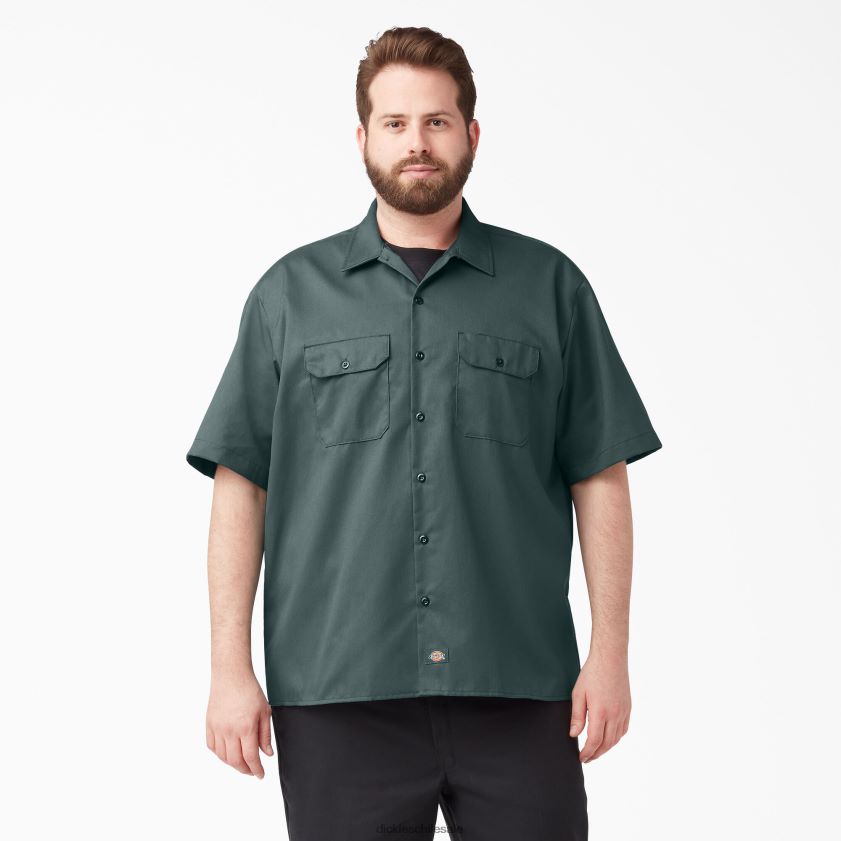 lincoln verde (ln) hombres camisa de trabajo de manga corta Dickies ropa de trabajo X4H0F496