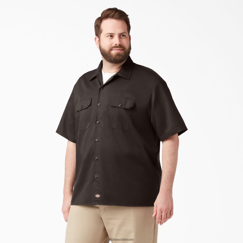marrón oscuro (db) hombres camisa de trabajo de manga corta Dickies ropa de trabajo X4H0F488