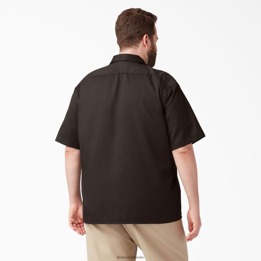 marrón oscuro (db) hombres camisa de trabajo de manga corta Dickies ropa de trabajo X4H0F488