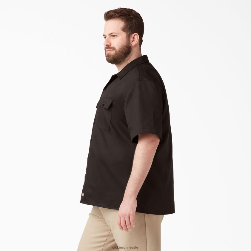 marrón oscuro (db) hombres camisa de trabajo de manga corta Dickies ropa de trabajo X4H0F488