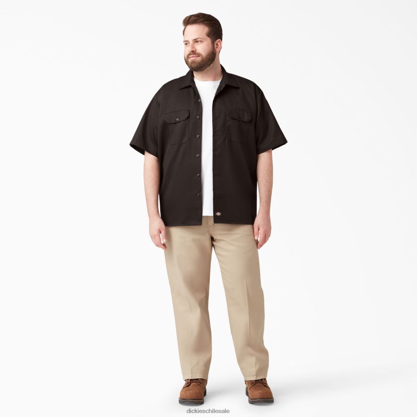 marrón oscuro (db) hombres camisa de trabajo de manga corta Dickies ropa de trabajo X4H0F488