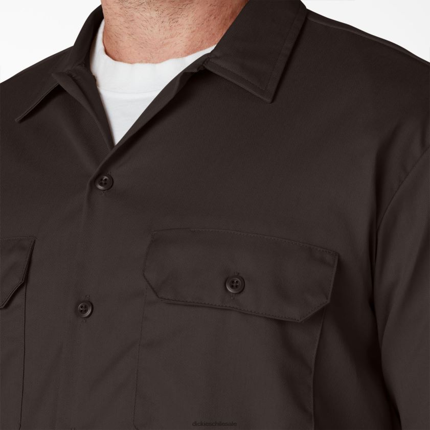 marrón oscuro (db) hombres camisa de trabajo de manga corta Dickies ropa de trabajo X4H0F488