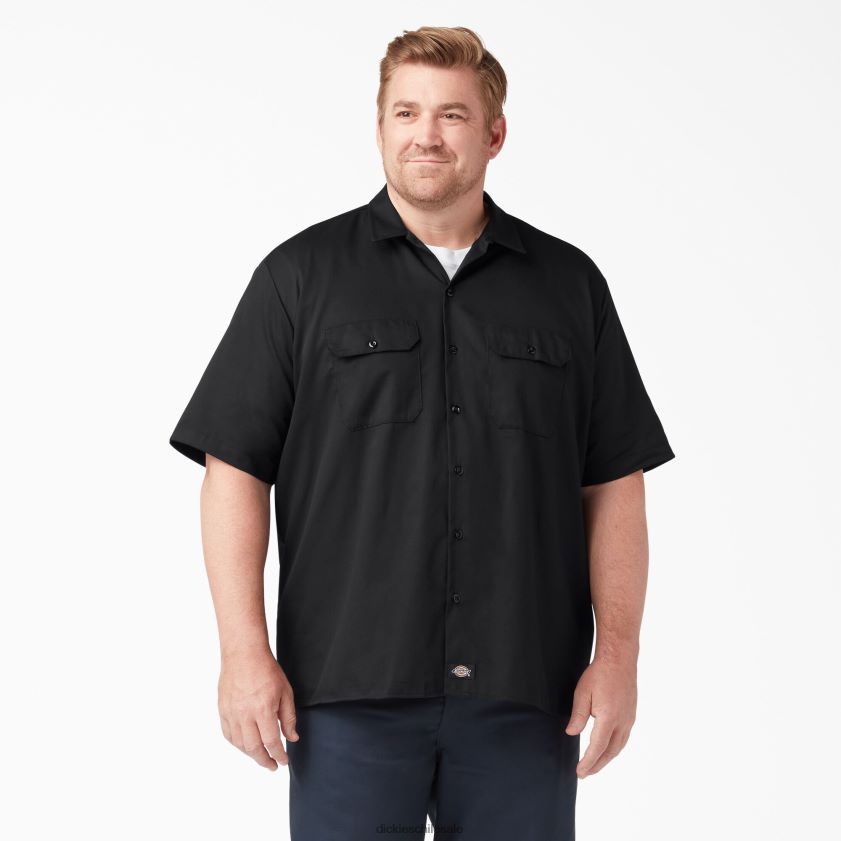 negro (negro) hombres camisa de trabajo de manga corta Dickies ropa de trabajo X4H0F486