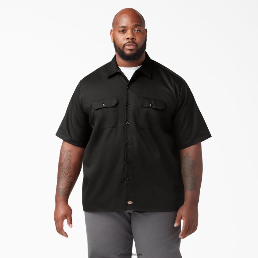 negro (negro) hombres camisa de trabajo de manga corta con corte holgado Dickies ropa de trabajo X4H0F596
