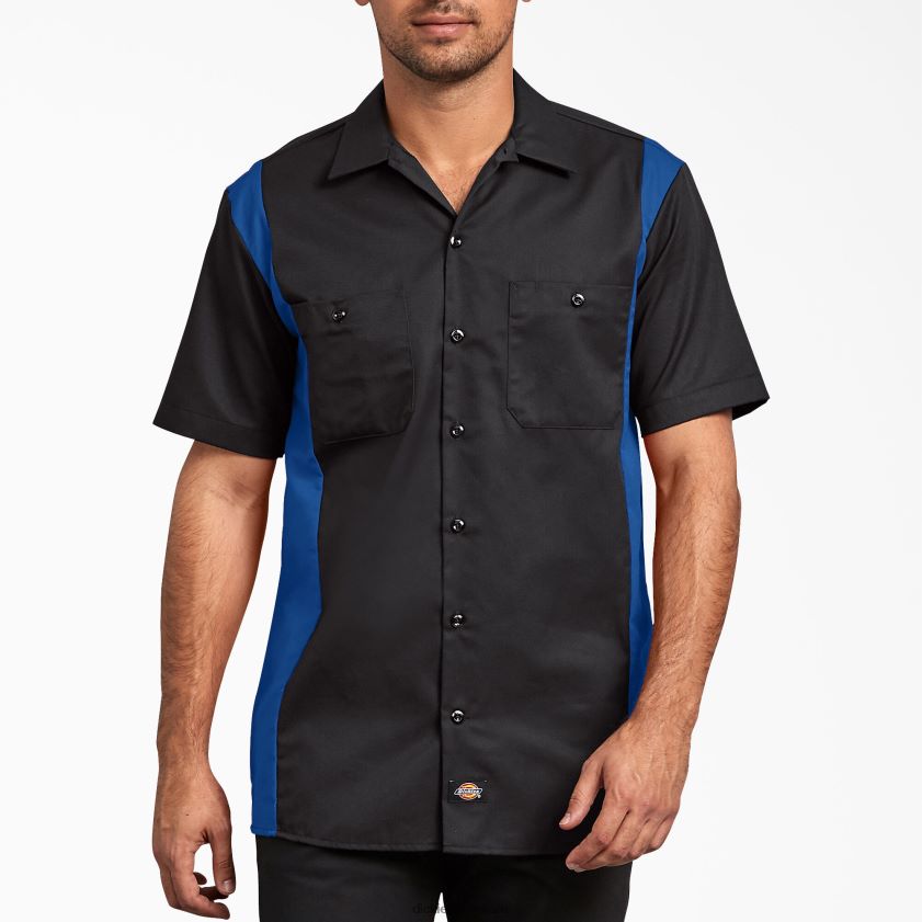 tono azul negro (bkrb) hombres camisa de trabajo de manga corta de dos tonos Dickies ropa de trabajo X4H0F659