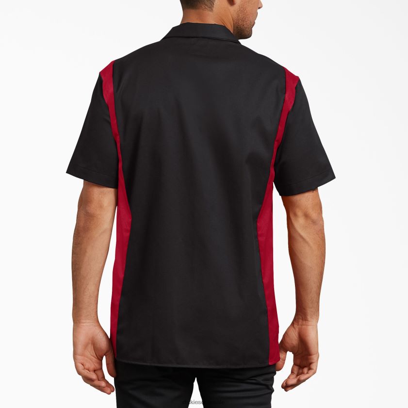 tono rojo negro (bker) hombres camisa de trabajo de manga corta de dos tonos Dickies ropa de trabajo X4H0F658