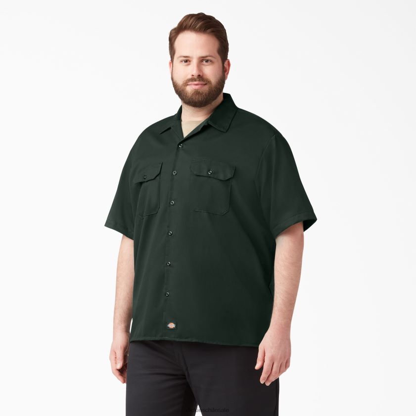 verde cazador (gh) hombres camisa de trabajo de manga corta Dickies ropa de trabajo X4H0F493