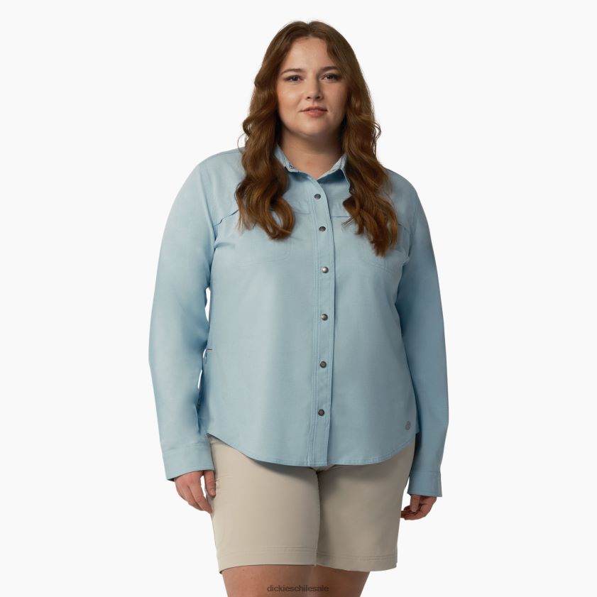 azul claro (eud) mujer además de una camisa de trabajo refrescante con lengüeta enrollable Dickies ropa de trabajo X4H0F1684