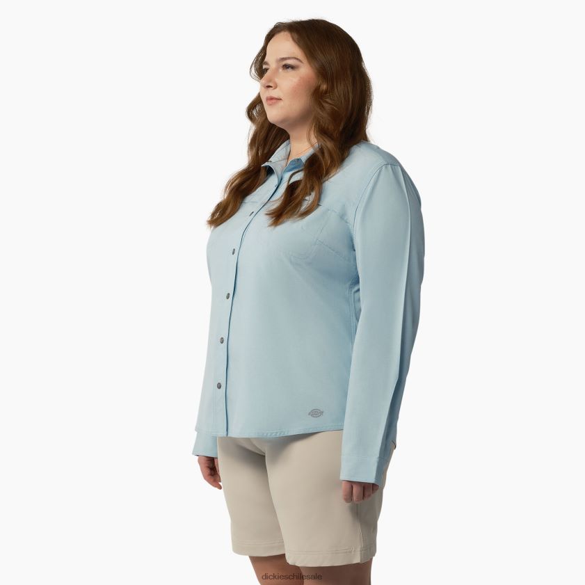 azul claro (eud) mujer además de una camisa de trabajo refrescante con lengüeta enrollable Dickies ropa de trabajo X4H0F1684