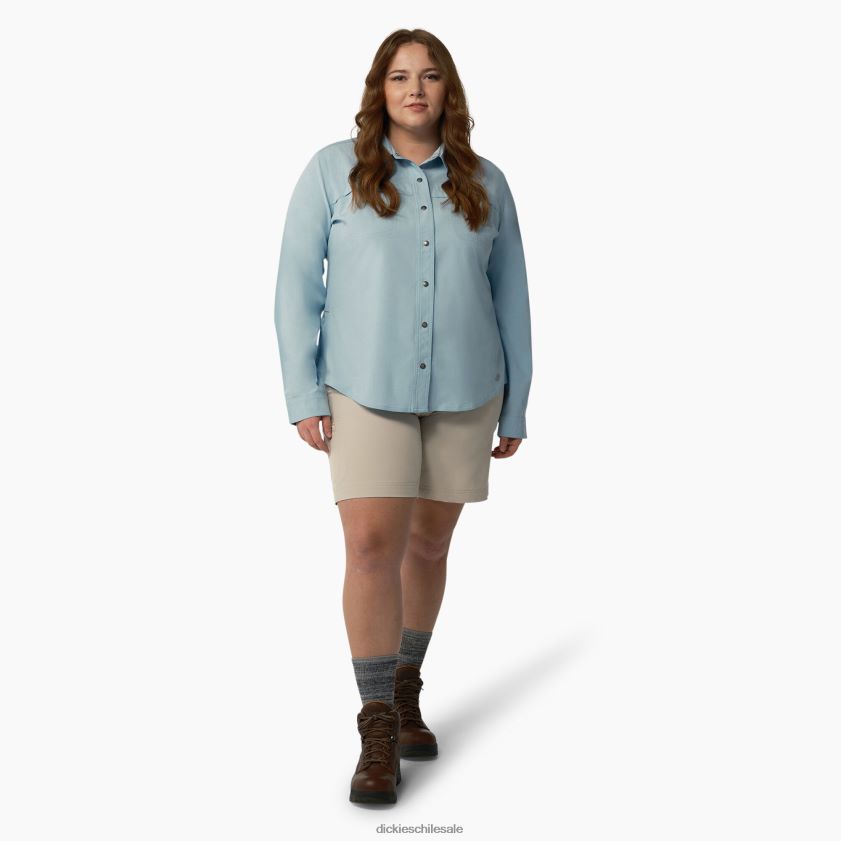 azul claro (eud) mujer además de una camisa de trabajo refrescante con lengüeta enrollable Dickies ropa de trabajo X4H0F1684