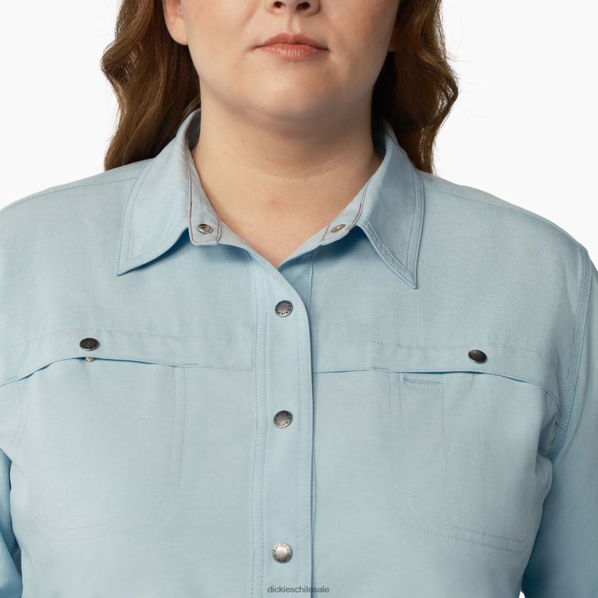 azul claro (eud) mujer además de una camisa de trabajo refrescante con lengüeta enrollable Dickies ropa de trabajo X4H0F1684