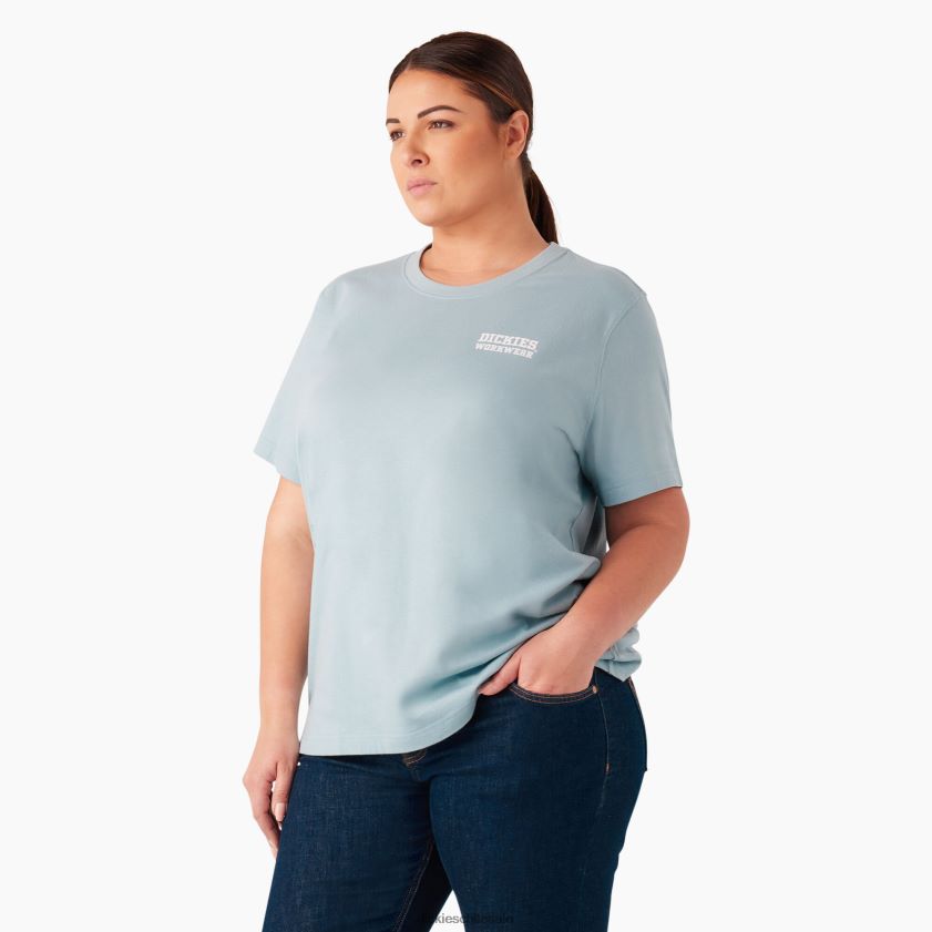 azul del muelle (du1) mujer playera con gráfico de ropa de trabajo de peso pesado Dickies ropa de trabajo X4H0F2189