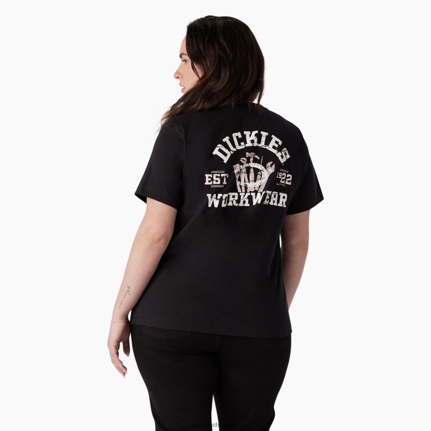 negro (kbk) mujer playera con gráfico de ropa de trabajo de peso pesado Dickies ropa de trabajo X4H0F2190