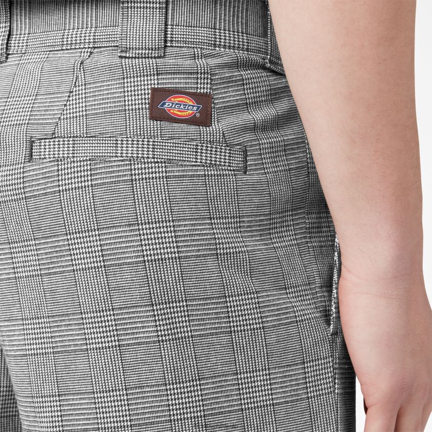 cuadros marrones (bp3) hombres pantalones plisados ​​Bakerhill Dickies vestir X4H0F318