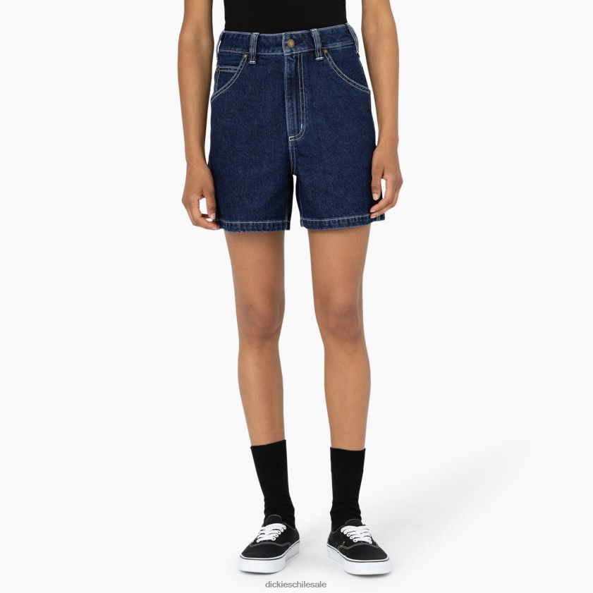 azul índigo lavado a la piedra (snb) mujer pantalones cortos de mezclilla de carpintero 5" Dickies vestir X4H0F2246