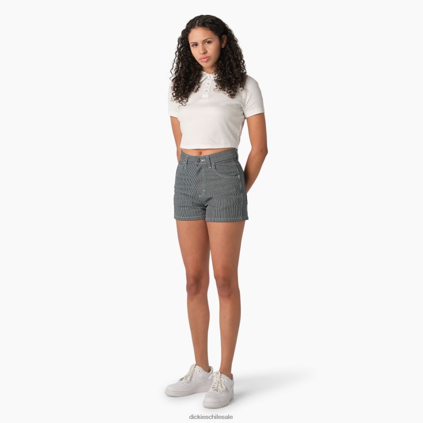 raya de nogal (hs) mujer pantalones cortos de carpintero de cintura alta con rayas de nogal de 3\" Dickies vestir X4H0F2241