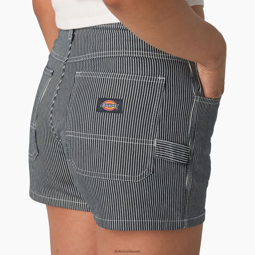 raya de nogal (hs) mujer pantalones cortos de carpintero de cintura alta con rayas de nogal de 3\" Dickies vestir X4H0F2241